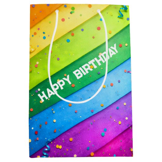 Striped Rainbow with confetti Mittlere Geschenktüte (Vorderseite)