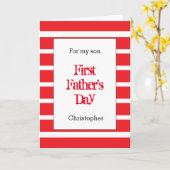 Striped Red 1st Vatertag Sohn Karte (Gelbe Blume)