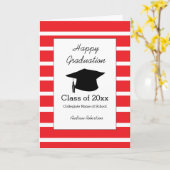 Striped Red Class of 2025 Abschluss Karte (Gelbe Blume)