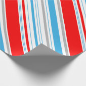 Striped Red Silver Blue Candy Cane Geschenkpapier (Ecke)