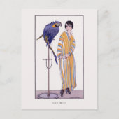 Striped Robe Parrot Wegener Fashion Illustration Postkarte (Vorderseite)