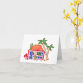 Striped Roof House Cards Karte (Gelbe Blume)