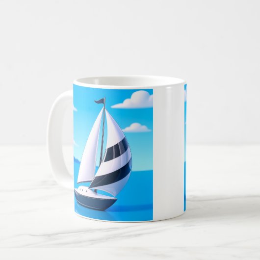 Striped Sailboat Ocean  Kaffeetasse (Vorderseite Links)