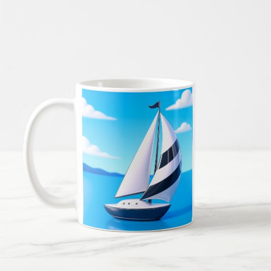 Striped Sailboat Ocean  Kaffeetasse (Links)
