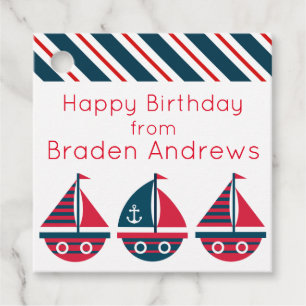 Striped Sailboats Geschenktasten Geschenkanhänger