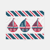Striped Sailboats Monogram Fleece Blanket (Vorderseite (Horizontal))