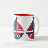 Striped Sailboats Personalisierte Mug Zweifarbige Tasse (VorderseiteRechts)