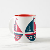 Striped Sailboats Personalisierte Mug Zweifarbige Tasse (Vorderseite Links)