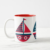 Striped Sailboats Personalisierte Mug Zweifarbige Tasse (Links)