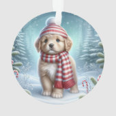 Striped Scarf Puppy & Candy Cane Glow Ornament (Rückseite)