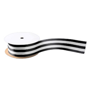 Striped Schwarz-weiß Ribbon 10 Yrds Spool 1,5" Wd Satinband