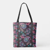 Striped seamless pattern with paisley on black bac tasche (Rückseite)