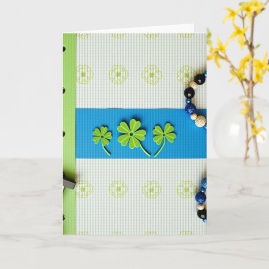 Striped Shamrock Pattern Card Karte (Gelbe Blume)