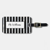 Striped Silver Mr. Luggage Tag Gepäckanhänger (Vorderseite horizontal)