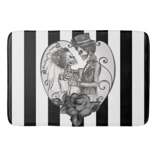 Striped Skeleton Liebe Paare Ehetanz Badematte