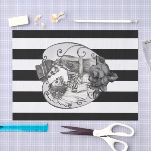 Striped Skeleton Liebe Paare Ehetanz Seidenpapier (Handwerk)
