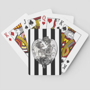 Striped Skeleton Liebe Paare Ehetanz Spielkarten