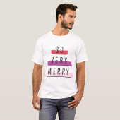 Striped so sehr frohe Weihnachten Retro T-Shrit T- T-Shirt (Vorne ganz)