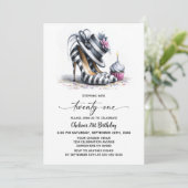 Striped Stiletto Shoes 21st Birthday Einladung (Stehend Vorderseite)