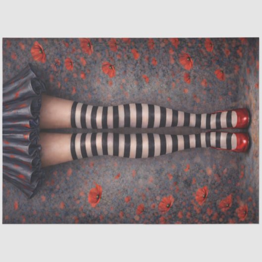 Striped Stockings Red Heels Decoupage Paper Seidenpapier (Vorderseite)