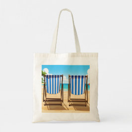 Striped sun loungers tote bag tragetasche