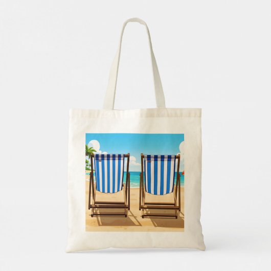 Striped sun loungers tote bag tragetasche (Rückseite)