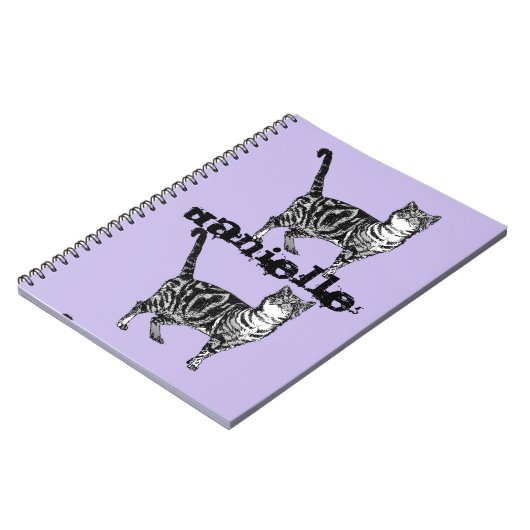 Striped Tabby Cat niedlich Girls name Notebook Notizblock (Linke Seite)