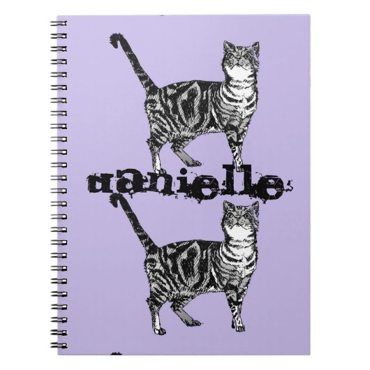 Striped Tabby Cat niedlich Girls name Notebook Notizblock (Vorderseite)
