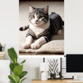 Striped Tabby Cat Photography Art Print Poster (Heimbüro)