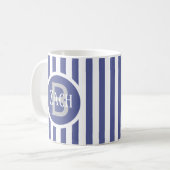 Striped Template Blue C49 Kurz Name Initial Kaffeetasse (Vorderseite Links)