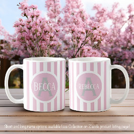 Striped Template Pink C52 Long Name Initial Kaffeetasse