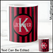 Striped Template Red C81 Long Name Initial Coffee Kaffeetasse