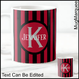 Striped Template Red C81 Long Name Initial Coffee Kaffeetasse