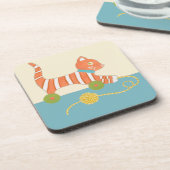 Striped Toy Cat mit Ball of String Getränkeuntersetzer (Linke Seite)