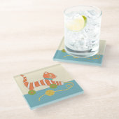 Striped Toy Cat mit Ball of String Glasuntersetzer (Schrägansicht)