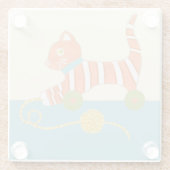 Striped Toy Cat mit Ball of String Glasuntersetzer (Rückseite)