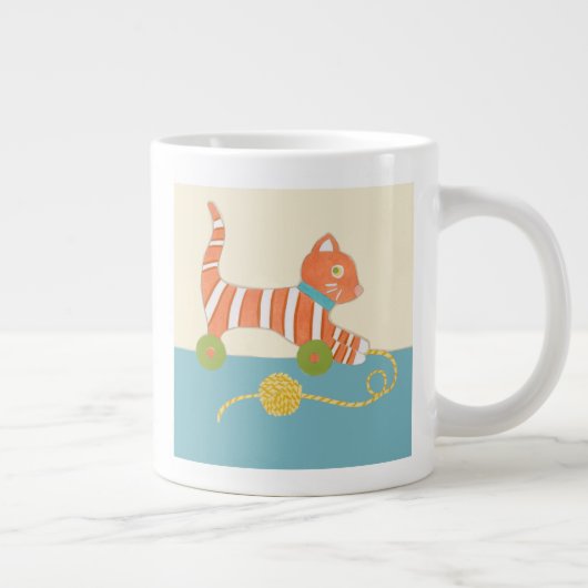 Striped Toy Cat mit Ball of String Jumbo-Tasse (Rechts)