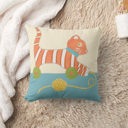 Striped Toy Cat mit Ball of String Kissen (Decke)