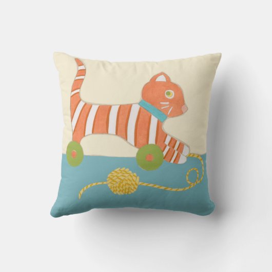 Striped Toy Cat mit Ball of String Kissen (Rückseite)