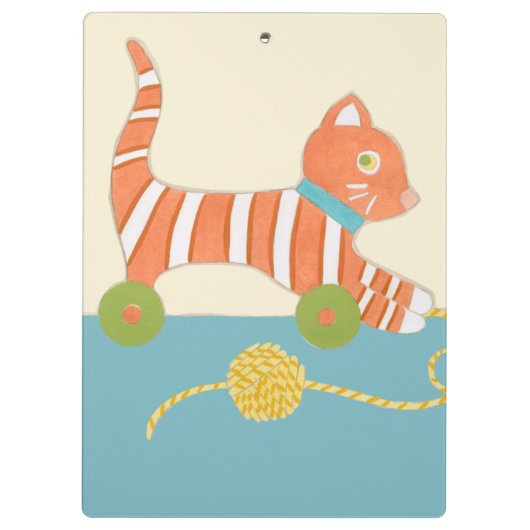 Striped Toy Cat mit Ball of String Klemmbrett (Rückseite)