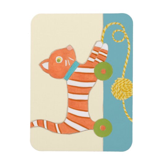 Striped Toy Cat mit Ball of String Magnet (Vertikal)