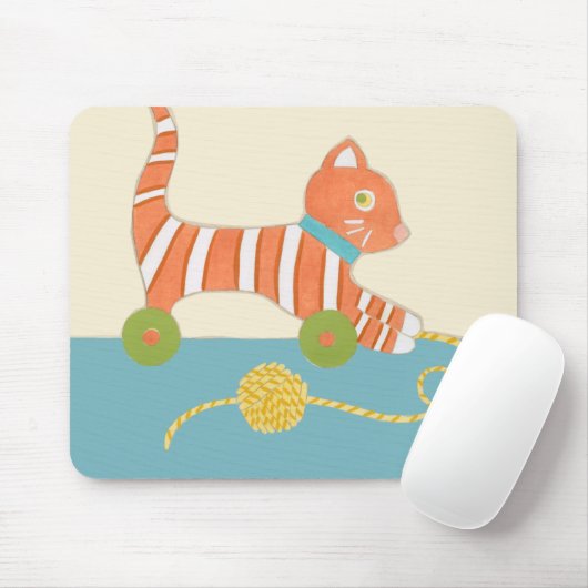 Striped Toy Cat mit Ball of String Mousepad (Mit Mouse)