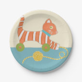 Striped Toy Cat mit Ball of String Pappteller (Vorderseite)