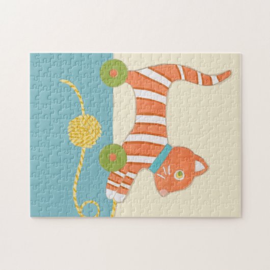 Striped Toy Cat mit Ball of String Puzzle (Horizontal)