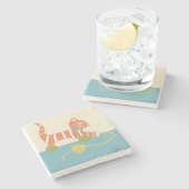 Striped Toy Cat mit Ball of String Steinuntersetzer (Seitenansicht)