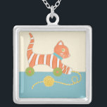 Striped Toy Cat mit Ball of String Versilberte Kette<br><div class="desc">Wer will, mit dieser gestreiften Spielzeugkatze von Chariklia Zarris zu spielen? Wenn es nur ein echtes Spielzeug und kein Druck wäre, dann könnte man es mit dem Ball der angehängten Kette herumziehen oder mit den darunter liegenden Rädern mitfahren. Ein tolles Geschenk für ein Kinderzimmer, bestellen Sie noch heute Ihr Exemplar!...</div>