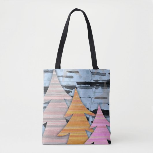Striped Trees Winter Landscape Scene Tasche (Vorderseite)