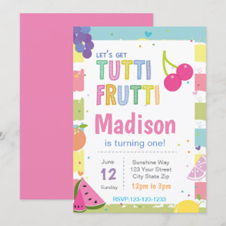 Striped Tutti Fruitti Geburtstag Einladung