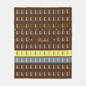 Striped Typografy Initials Black Fleecedecke (Vorderseite)