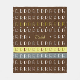 Striped Typografy Initials Black Fleecedecke